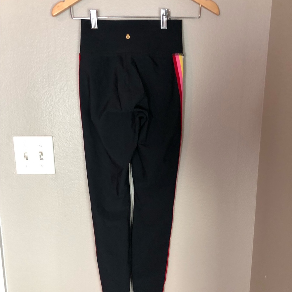 Spiritual Gangster Black Leggings with Rainbow Side Stripes - Picture 7 of 7